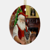 Santa - Belgische Malinois Keramik Ornament (Rechts)