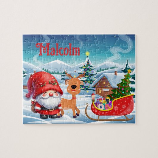 Santa benutzerdefiniertes Kindername-Puzzle Puzzle (Horizontal)
