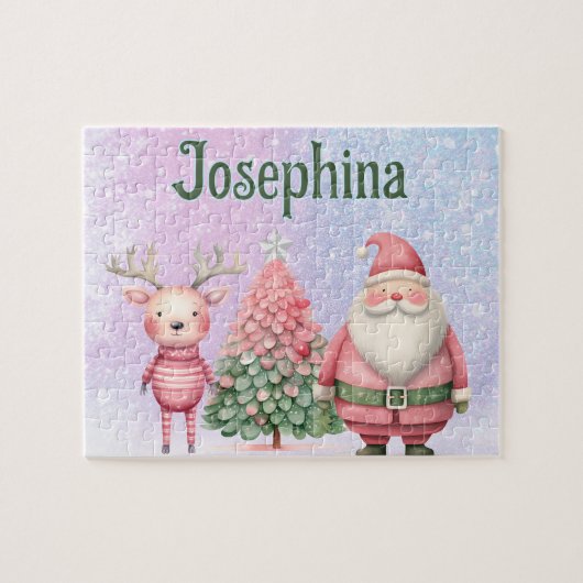 Santa benutzerdefiniertes Kindername-Puzzle Puzzle (Horizontal)
