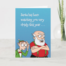 Santa beobachtet dich feiertagskarte