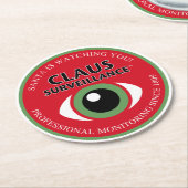 Santa beobachtet runder pappuntersetzer (Angewinkelt)