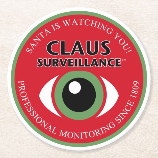 Santa beobachtet runder pappuntersetzer (Vorderseite)