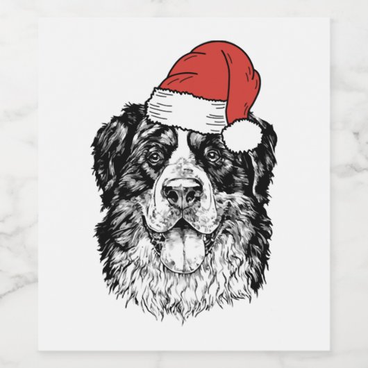 Santa Bernese Mountain Dog Berner Bmd Ugly Christm Weinetikett (Einzelnes Label)