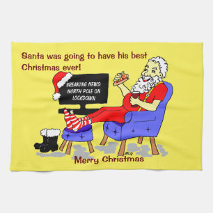 Santa Best Christmas Ever Funny Cartoon Geschirrtuch