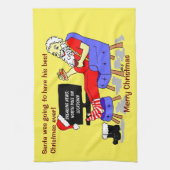 Santa Best Christmas Ever Funny Cartoon Geschirrtuch (Vertikal)