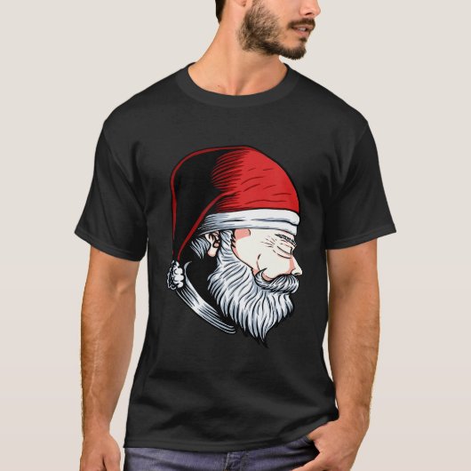 Santa betet für uns mit Hut und Bart T-Shirt (Vorderseite)