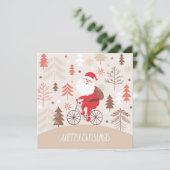 Santa Bicycling Feiertagskarte (Stehend Vorderseite)