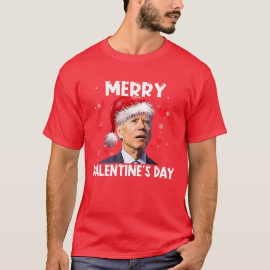 Santa Biden Merry Valentine's Day Snow Weihnachten T-Shirt (Vorderseite)