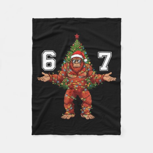 Santa Bigfoot 67 Christmas Tree Xmas Lights Funny Fleecedecke (Vorderseite)