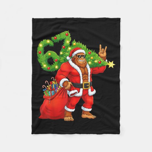 Santa Bigfoot 67 Meme Funny Six Seven Christmas Ho Fleecedecke (Vorderseite)