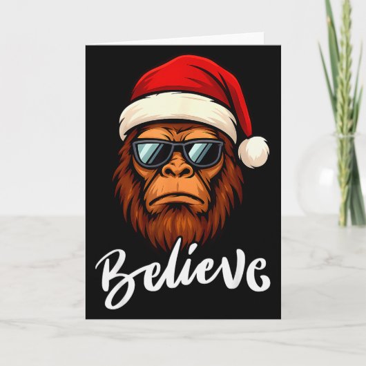 Santa Bigfoot Christmas Funny Sasquatch Believe Xm Karte (Vorderseite)