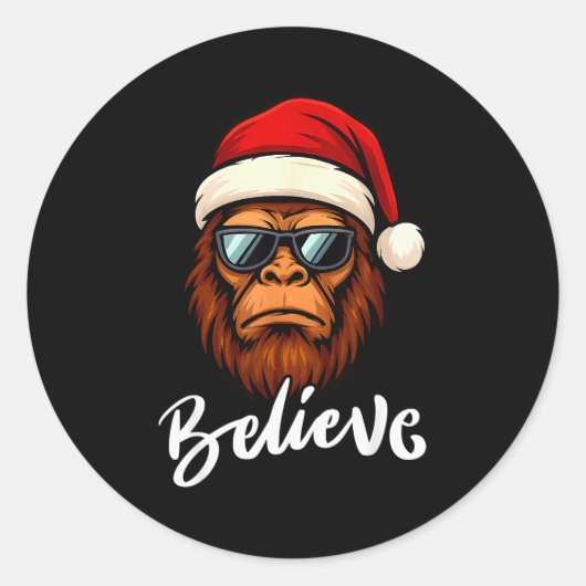 Santa Bigfoot Christmas Funny Sasquatch Believe Xm Runder Aufkleber (Vorderseite)