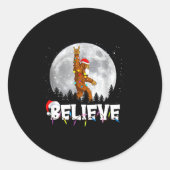 Santa Bigfoot Christmas Light Funny Believe Runder Aufkleber (Vorderseite)