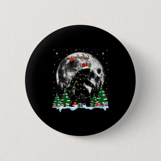 Santa Bigfoot Christmas Lights Funny Sasquatch Bel Button (Vorderseite)