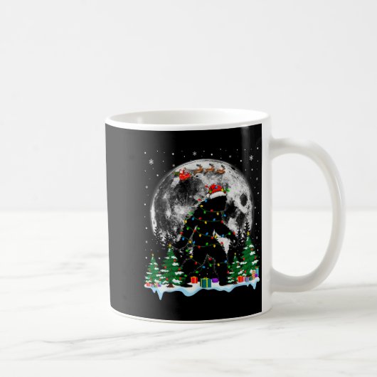 Santa Bigfoot Christmas Lights Funny Sasquatch Bel Kaffeetasse (Rechts)