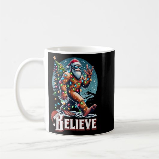 Santa Bigfoot Christmas Lights Funny Sasquatch Bel Kaffeetasse (Links)