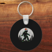 Santa Bigfoot Christmas Lights Funny Sasquatch Bel Schlüsselanhänger (Vorderseite)