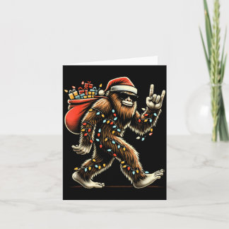 Santa Bigfoot Christmas Lights Funny Sasquatch Karte