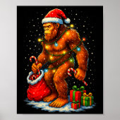 Santa Bigfoot Christmas Lights Funny Sasquatch  Poster (Vorne)