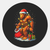Santa Bigfoot Christmas Lights Funny Sasquatch Runder Aufkleber (Vorderseite)