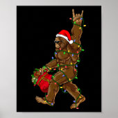 Santa Bigfoot Christmas Lights Rock Fun Sasquatch Poster (Vorne)
