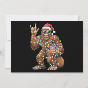 Santa Bigfoot Christmas Lights Rock Funny Feiertagskarte
