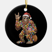 Santa Bigfoot Christmas Lights Rock Funny Keramik Ornament (Vorne)