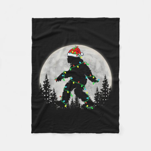 Santa Bigfoot Christmas Lights Rock Funny Sasquatc Fleecedecke (Vorderseite)