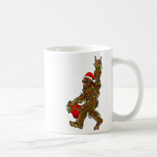 Santa Bigfoot Christmas Lights Rock Funny Sasquatc Kaffeetasse
