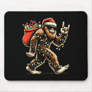 Santa Bigfoot Christmas Lights Rock Funny Sasquatc Mousepad