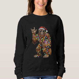 Santa Bigfoot Christmas Lights Rock Funny Sweatshirt