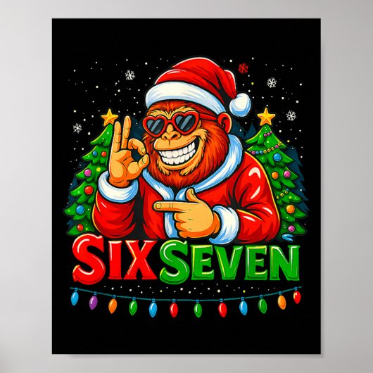Santa Bigfoot Christmas Sasquatch 67 Funny Meme Si Poster (Vorne)