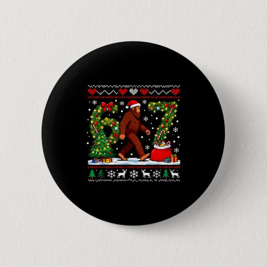Santa Bigfoot Christmas Tree Funny Sasquatch 67  Button (Vorderseite)