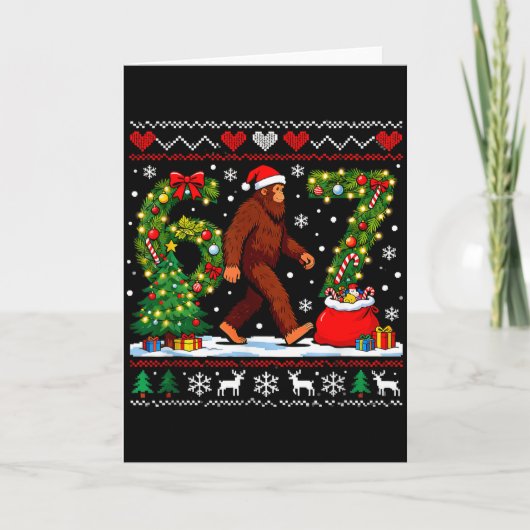 Santa Bigfoot Christmas Tree Funny Sasquatch 67 Karte (Vorderseite)