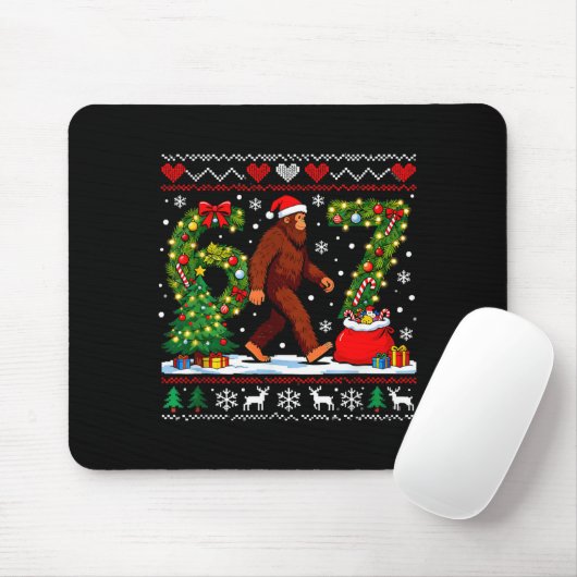 Santa Bigfoot Christmas Tree Funny Sasquatch 67 Mousepad (Mit Mouse)