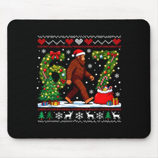 Santa Bigfoot Christmas Tree Funny Sasquatch 67  Mousepad (Vorne)