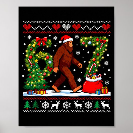 Santa Bigfoot Christmas Tree Funny Sasquatch 67 Poster (Vorne)