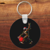 Santa Bigfoot Christmas Tree Lights Rock Funny Sas Schlüsselanhänger (Vorderseite)