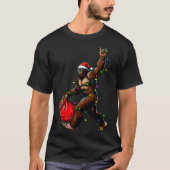 Santa Bigfoot Christmas Tree Lights Rock Funny Sas T-Shirt (Vorderseite)