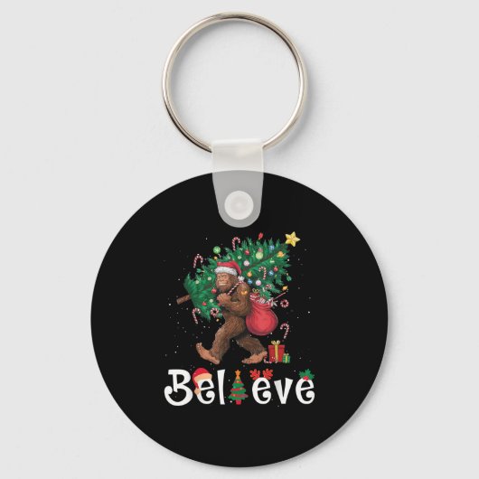 Santa Bigfoot Christmas Tree Lights Sasquatch Beli Schlüsselanhänger (Vorderseite)