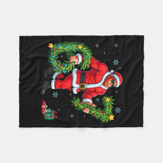 Santa Bigfoot Christmas Tree Sasquatch 67 Six Seve Fleecedecke (Vorderseite (Horizontal))