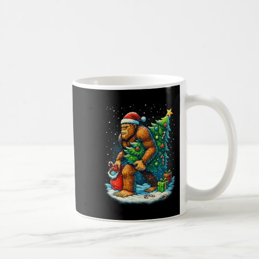 Santa Bigfoot Christmas Tree Sasquatch Xmas Lights Kaffeetasse (Rechts)