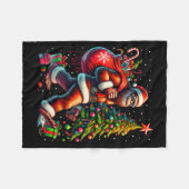 Santa Bigfoot Christmas Tree Xmas Lights Funny Sas Fleecedecke (Vorderseite (Horizontal))