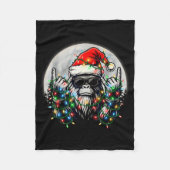 Santa Bigfoot Christmas Tree Xmas Lights Funny Sas Fleecedecke (Vorderseite)