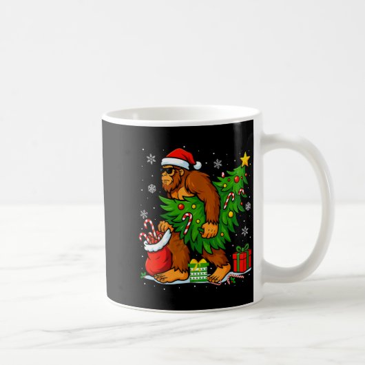Santa Bigfoot Christmas Tree Xmas Lights Funny Sas Kaffeetasse (Rechts)
