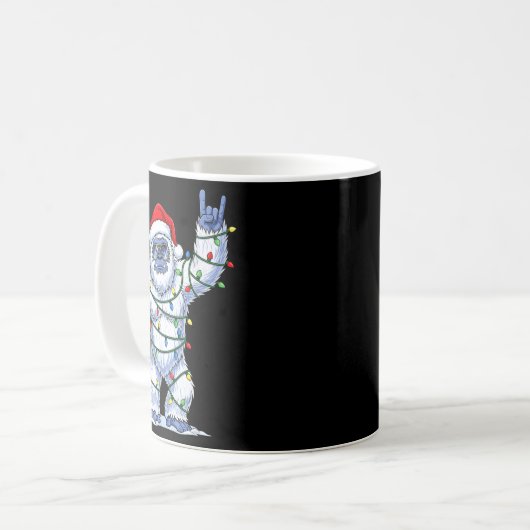 Santa Bigfoot Christmas Tree Xmas Lights Funny Sas Kaffeetasse (Vorderseite Links)