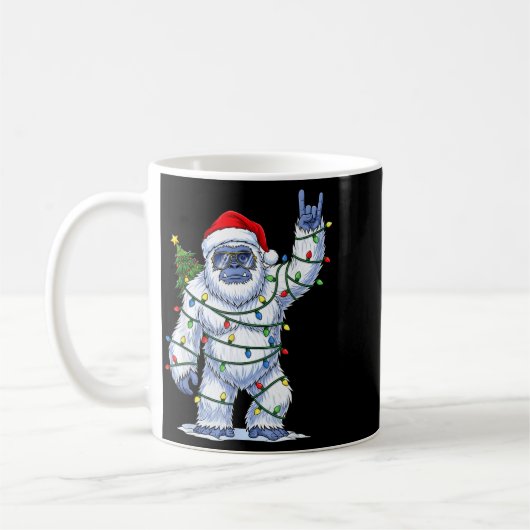 Santa Bigfoot Christmas Tree Xmas Lights Funny Sas Kaffeetasse (Links)