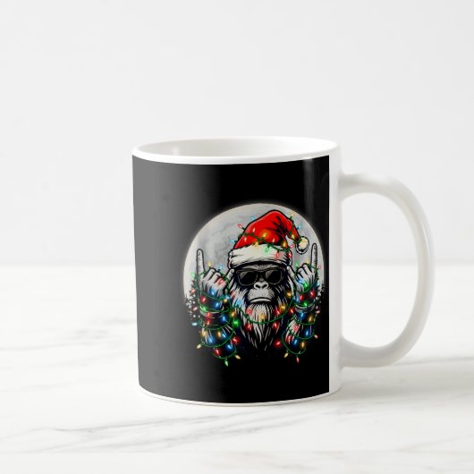 Santa Bigfoot Christmas Tree Xmas Lights Funny Sas Kaffeetasse (Rechts)