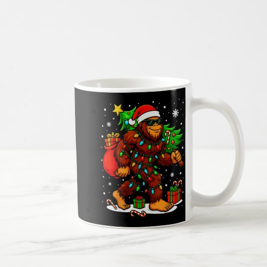 Santa Bigfoot Christmas Tree Xmas Lights Funny Sas Kaffeetasse (Rechts)