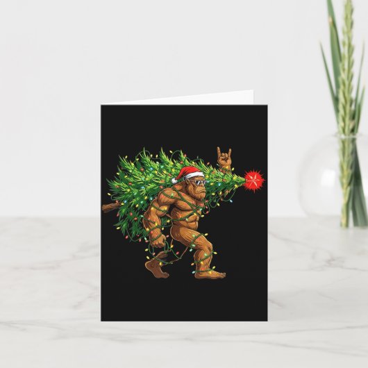 Santa Bigfoot Christmas Tree Xmas Lights Funny Sas Karte (Vorderseite)